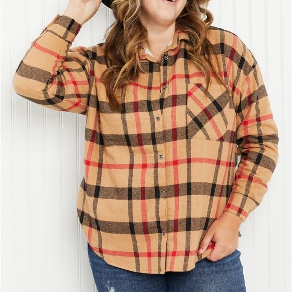 Andree by Unit  Pumpkin Patch Full Size Plaid Faux Fur Lined Shacket - Picture 6 of 7